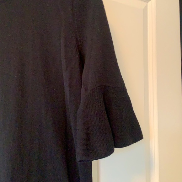 COS black 3/4 ruffle sleeve 100% wool dress size SX - Picture 3 of 4
